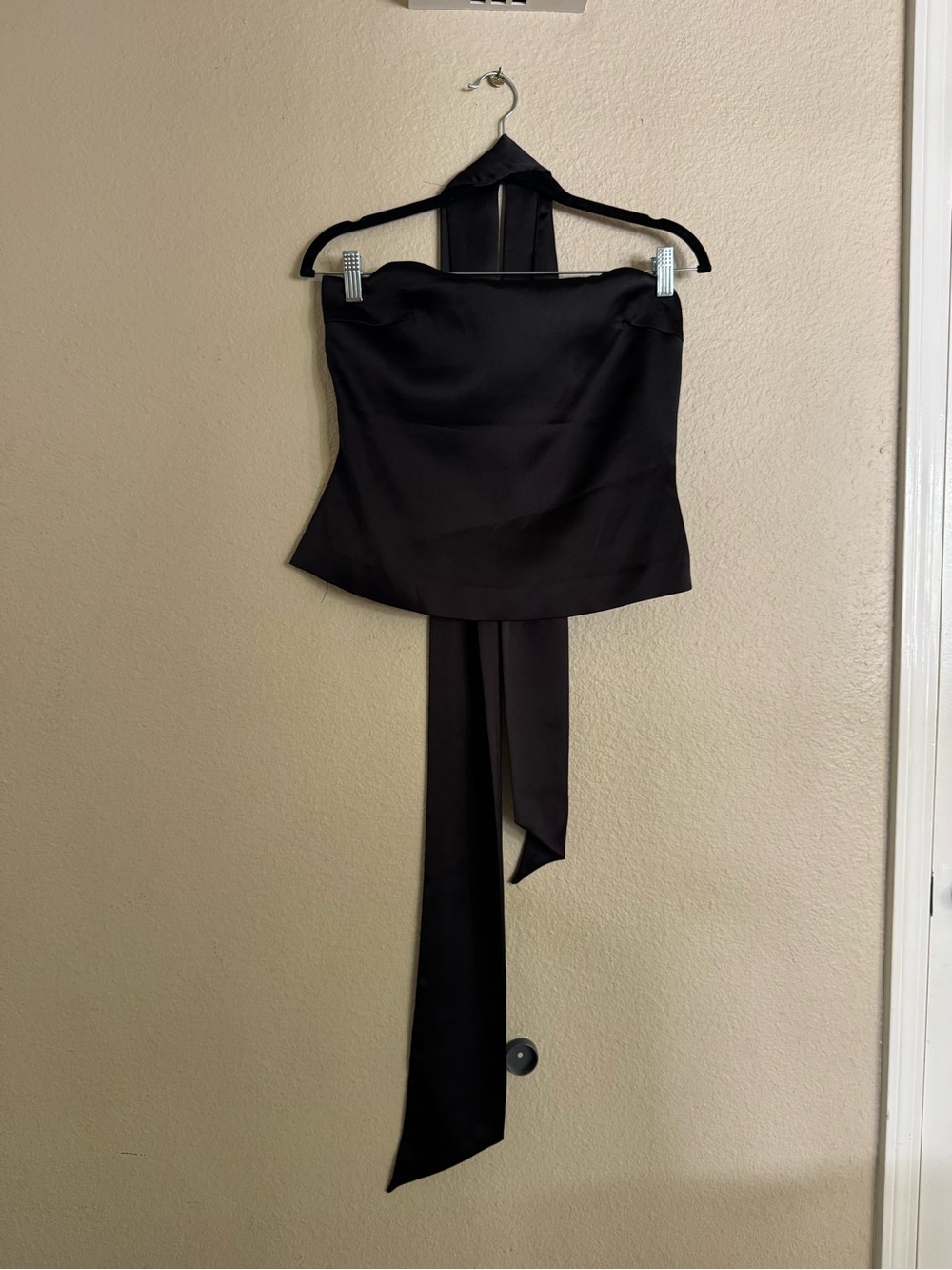 Zara Black Strapless Corset Top with Sash Detail